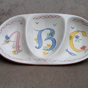 Stangl Pottery 3 Section Divided Child's Dish ABC Kiddieware MCM Redware